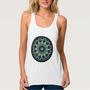 Glowing fractal star round pattern tank top
