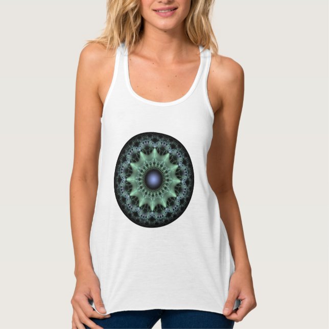 Glowing fractal star round pattern tank top (Front)