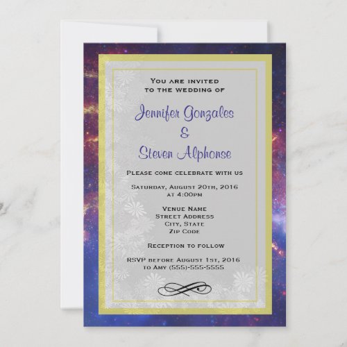 Glowing Galaxy in Outer Space Wedding Invitation