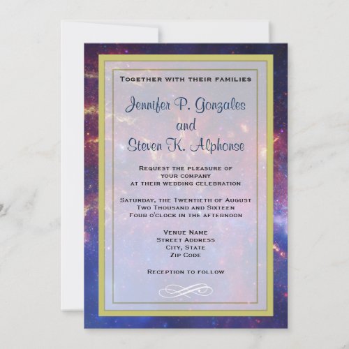 Glowing Galaxy in Outer Space Wedding Invitation