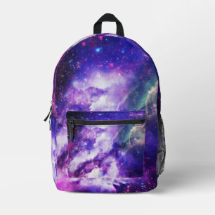 Glowing Galaxy Purple Printed Backpack