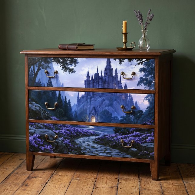 Glowing Gate Blue Gothic Fantasy Castle Decoupage Tissue Paper (Creator Uploaded)