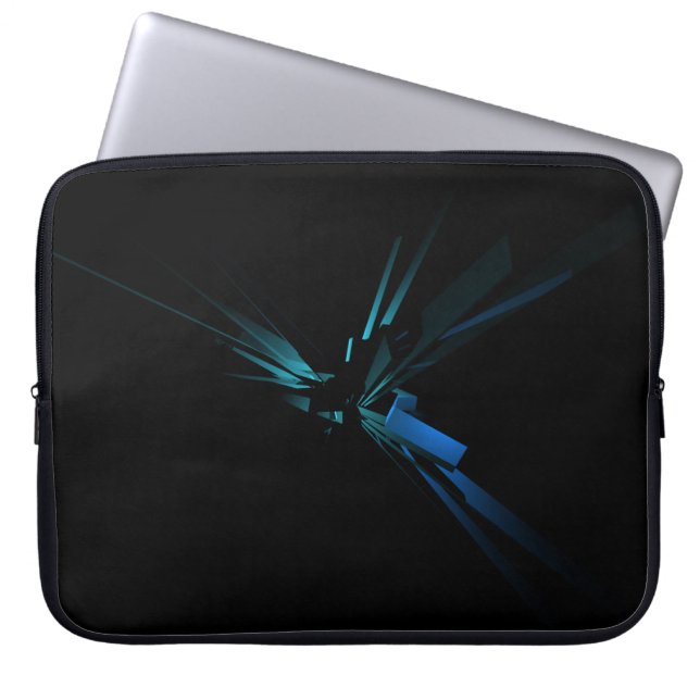 Glowing Geometry of Blue And Green Laptop Sleeve (Front)