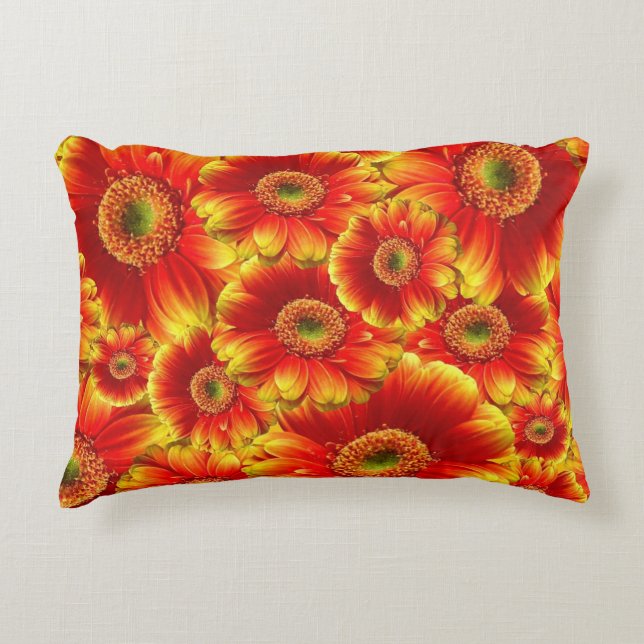 Glowing Gerbera Daisies Decorative Pillow (Front)