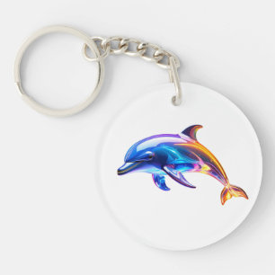 Glowing Glass Dolphin Art Keychain
