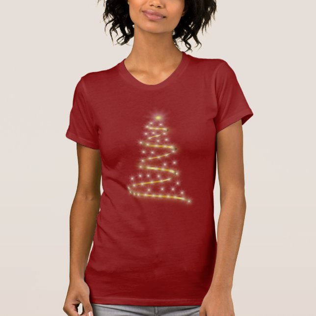 Glowing Gold Christmas Tree T-Shirt (Front)