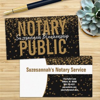 Glowing Gold Glitter On Black Custom Notary