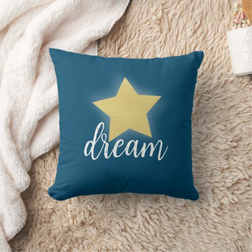 Glowing Gold Star Throw Pillow