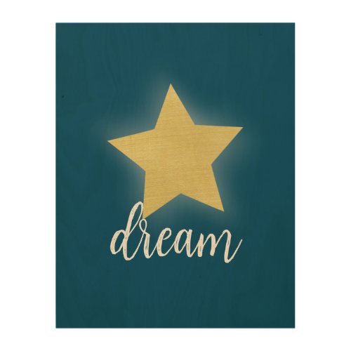 Glowing Gold Star Wood Wall Art