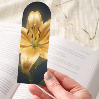Glowing golden lily flower bookmarks