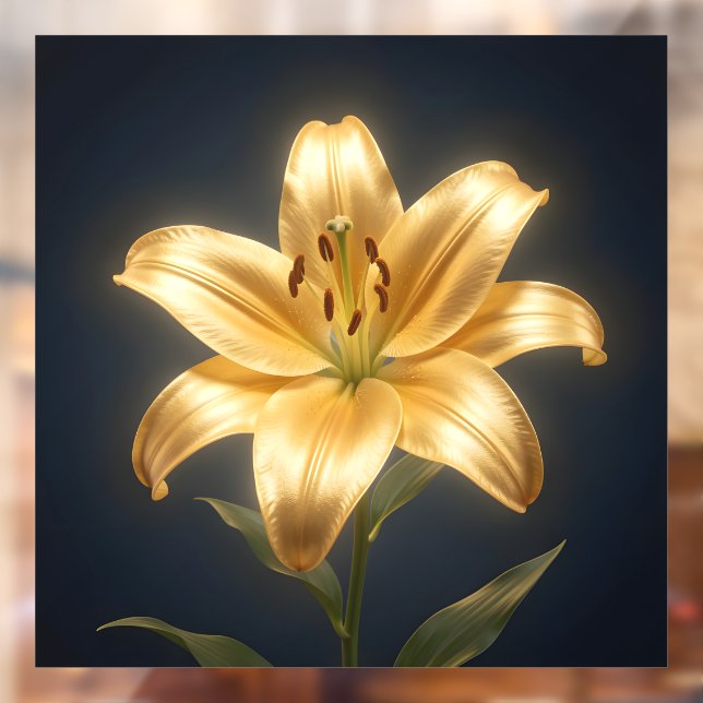 Glowing golden lily flower window cling (Sheet 2)