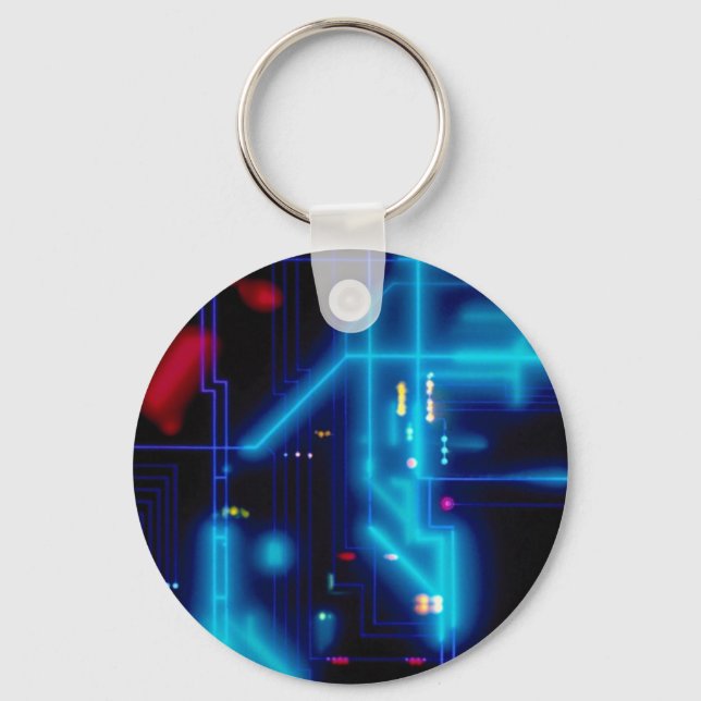 Glowing graphic circuit board keychain (Front)