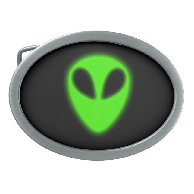 Glowing Green Alien Belt Buckle (Front)