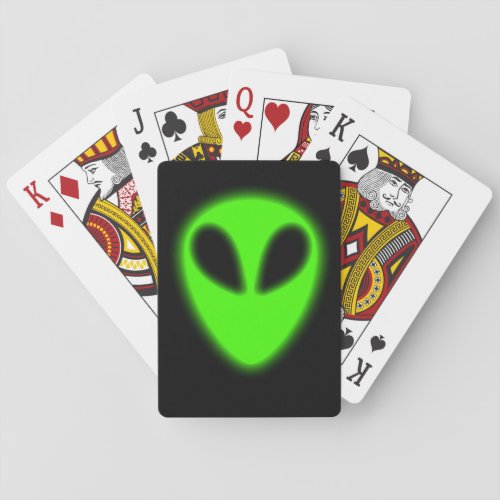 Glowing Green Alien Playing Cards