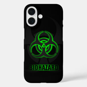 Glowing Green Biohazard Symbol iPhone 16 Case