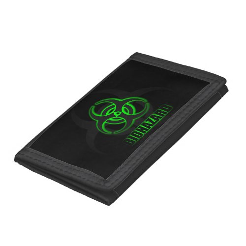 Glowing Green Biohazard Symbol Tri_fold Wallet