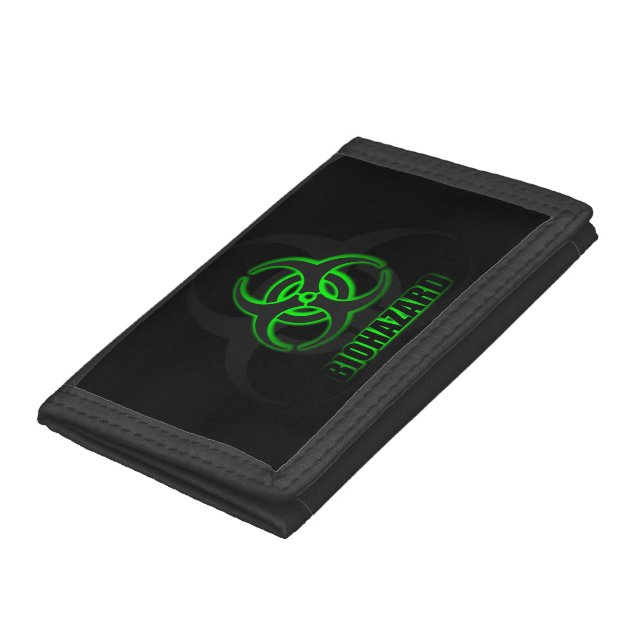 Glowing Green Biohazard Symbol Tri-fold Wallet (Bottom)
