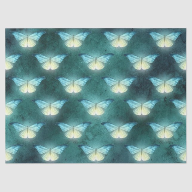 Glowing Green Butterfly Decoupage Tissue Paper (Front)