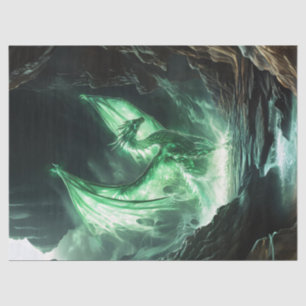 Glowing Green Dragon Mythical Creature Decoupage Tissue Paper