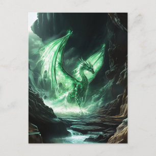 Glowing Green Dragon Mythical Creature Postcard