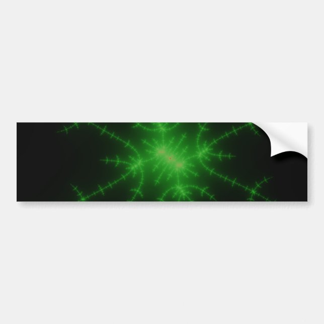 Glowing Green Fractal Explosion Bumper Sticker (Front)