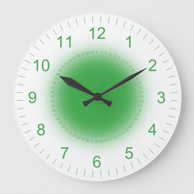 Glowing Green on White Large Clock (Front)