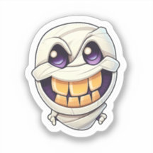 Glowing Grins: Smiling Halloween Mummy Stickers