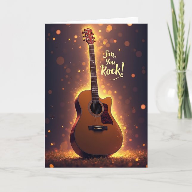 Glowing Guitar Son You Rock Card (Front)