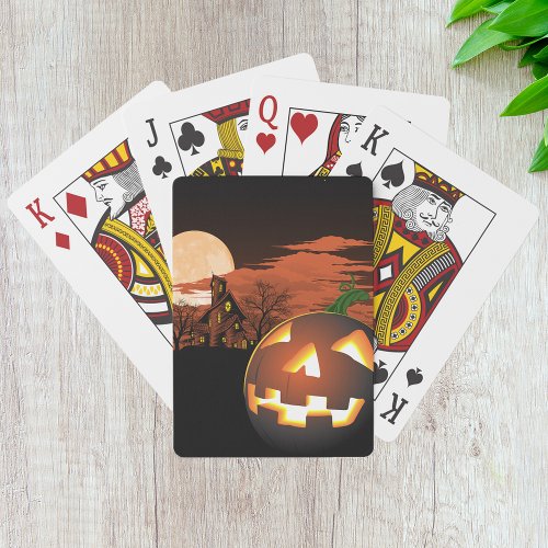 Glowing Halloween Pumpkin Poker Cards