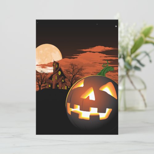 Glowing Halloween Pumpkin Spooky Invitation