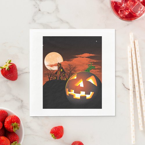 Glowing Halloween Pumpkin Spooky Napkins