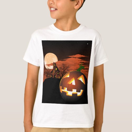 Glowing Halloween Pumpkin Spooky T_Shirt