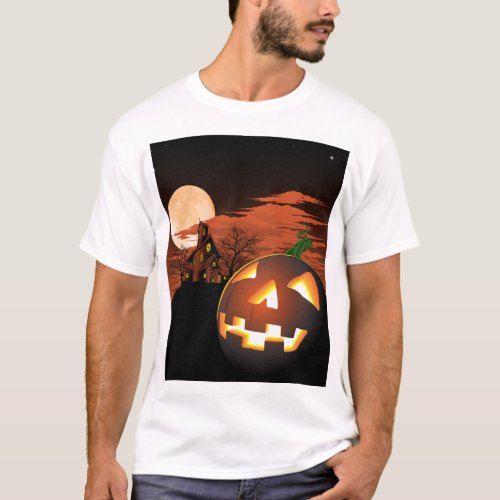 Glowing Halloween Pumpkin Spooky T_Shirt