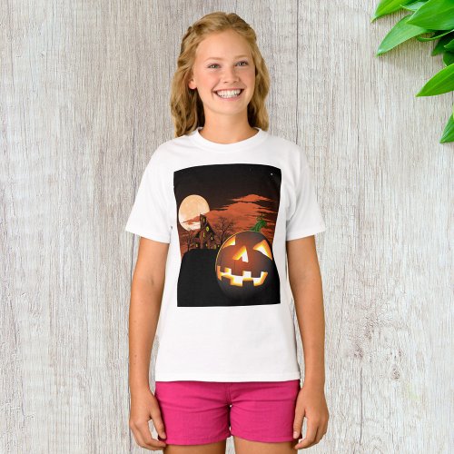 Glowing Halloween Pumpkin Spooky T_Shirt