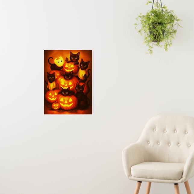 Glowing Halloween Pumpkin with Cute Black Cat Foam Board (In Situ (Wall))