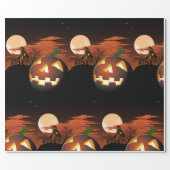 Glowing Halloween Pumpkin Wrapping Paper (Flat)