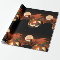 Glowing Halloween Pumpkin Wrapping Paper