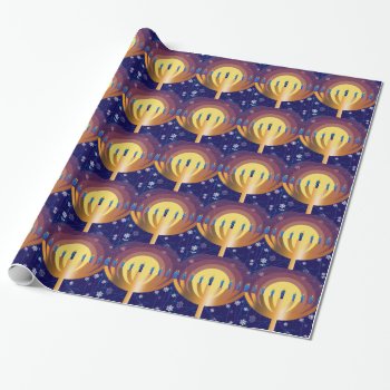Glowing Hanukkah Menorah Wrapping Paper by LchayimProducts at Zazzle
