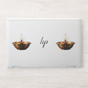 Glowing Happy Diwali Diya Sticker Design HP Laptop Skin