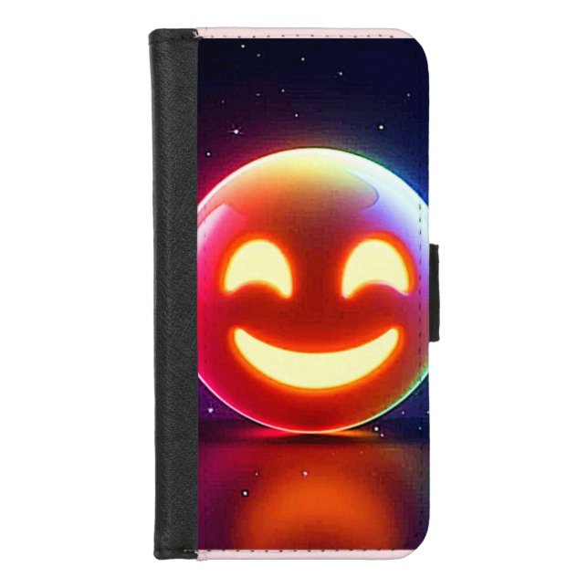 Glowing Happy Orb Emoji iPhone Wallet Case (Front)