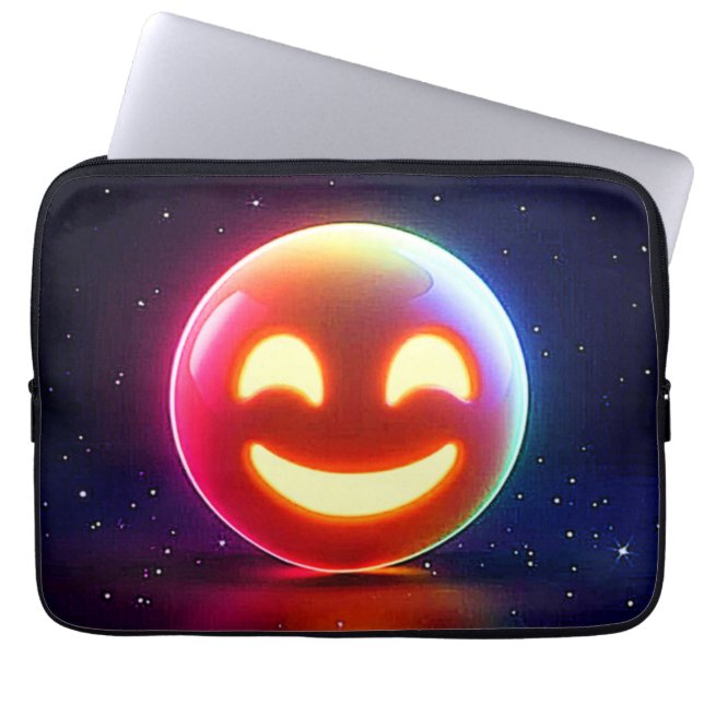 Glowing Happy Orb Emoji Laptop Sleeve (Front)