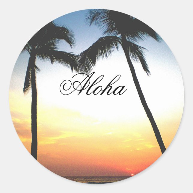 Glowing Hawaii Sunset Classic Round Sticker (Front)
