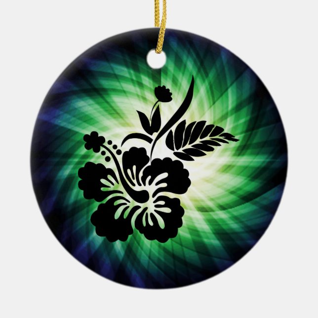 Glowing Hawaiian Flowers Ceramic Ornament (Front)