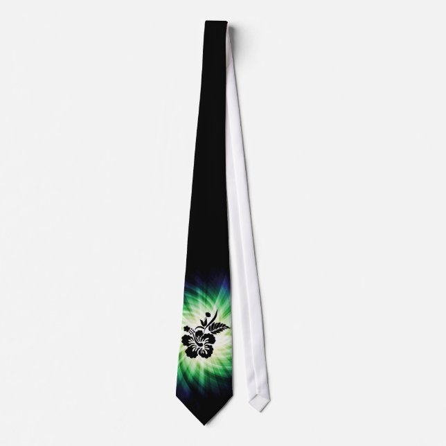 Glowing Hawaiian Flowers Neck Tie (Front)