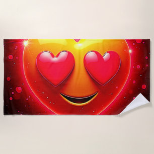 Glowing Heart Eyes Emotion Beach Towel