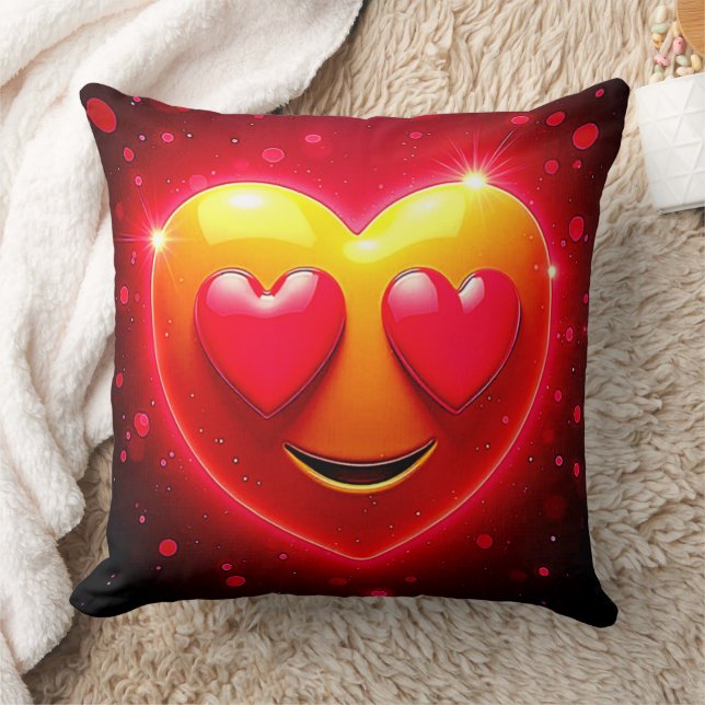 Glowing Heart Eyes Emotion Throw Pillow (Blanket)