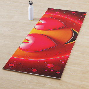 Glowing Heart Eyes Emotion Yoga Mat