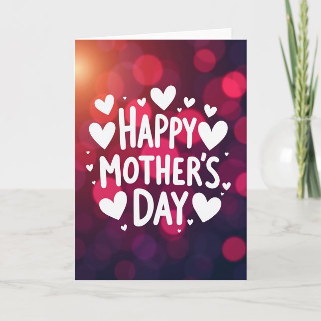 Glowing Hearts Mothers Day Card (Front)