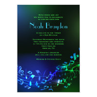 Glowing Hebrew Letters & Notes Mitzvah Invitation