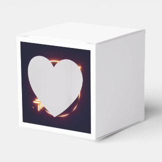 glowing image of a heart with cupid's arrow favor boxes